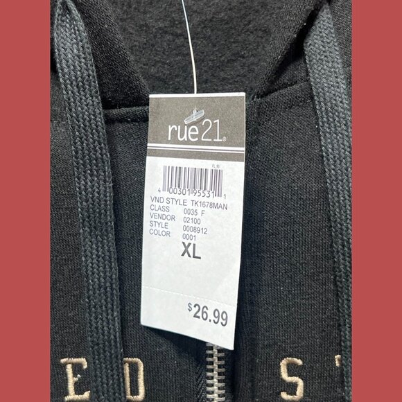 Rue 21 - Men's Long Sleeve Hooded Sweatshirt - Black - Extra Large - Picture 7 of 13